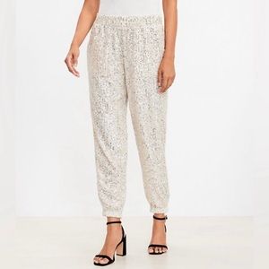 Loft gold sequin jogger pants